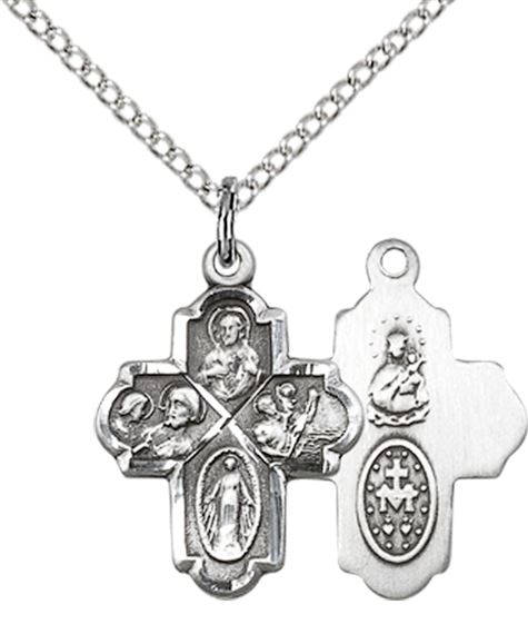 STERLING SILVER 4-WAY PENDANT WITH CHAIN - 3/4" x 1/2"