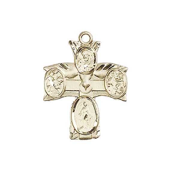 14KT GOLD 4-WAY MEDAL - 3/4" x 5/8"