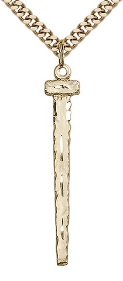 14KT GOLD FILLED NAIL PENDANT WITH CHAIN - 1 1/2" x 1/4"