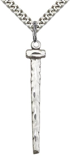 STERLING SILVER NAIL PENDANT WITH CHAIN - 1 1/2" x 1/4"