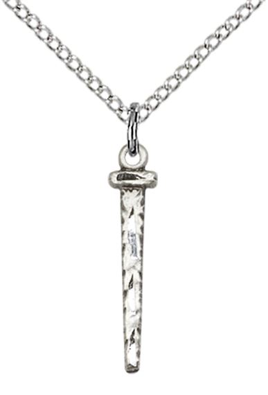 STERLING SILVER NAIL PENDANT WITH CHAIN - 3/4" x 1/8"