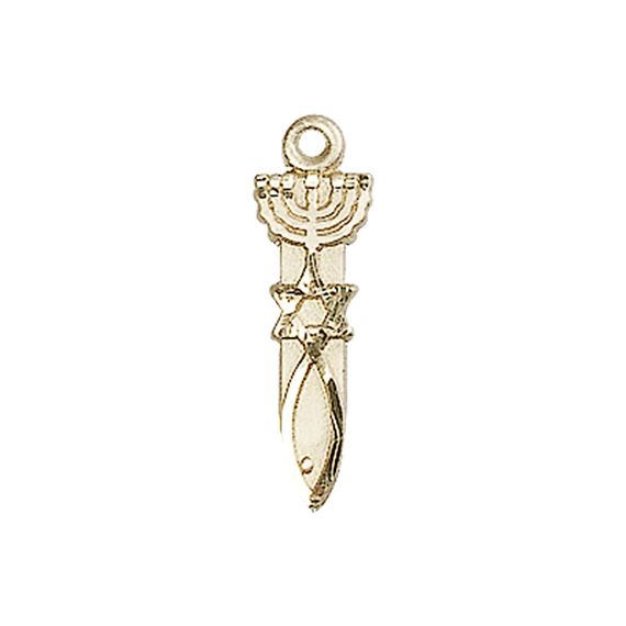 14KT GOLD MENORAH STAR FISH MEDAL - 3/4" x 1/4"