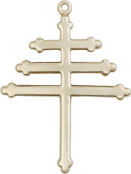 14KT GOLD MARONITE CROSS MEDAL - 1 3/8" x 1 1/8"