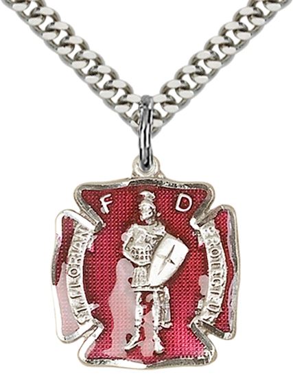 STERLING SILVER ST FLORIAN PENDANT WITH CHAIN