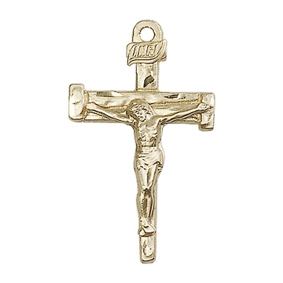 14KT GOLD NAIL CRUCIFIX MEDAL - 1" x 5/8"
