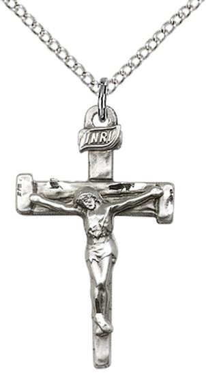 STERLING SILVER NAIL CRUCIFIX PENDANT WITH CHAIN - 1" x 5/8"