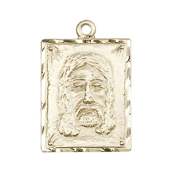 14KT GOLD HOLY FACE MEDAL - 1" x 5/8"