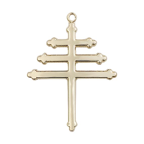 14KT GOLD MARONITE CROSS MEDAL - 1" x 3/4"