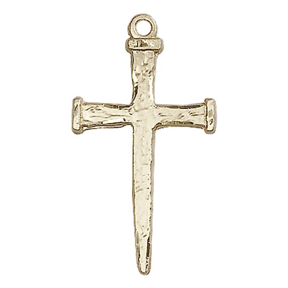 14KT GOLD NAIL CROSS MEDAL - 1 1/8" x 5/8"