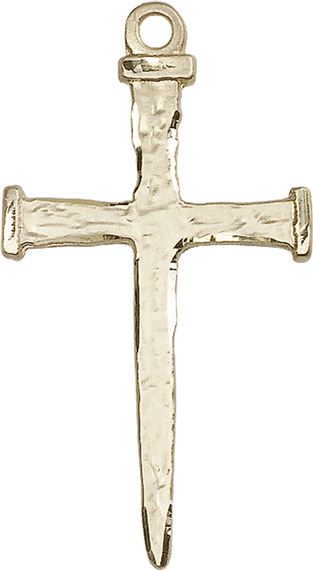 14KT GOLD NAIL CROSS MEDAL - 2" x 1"
