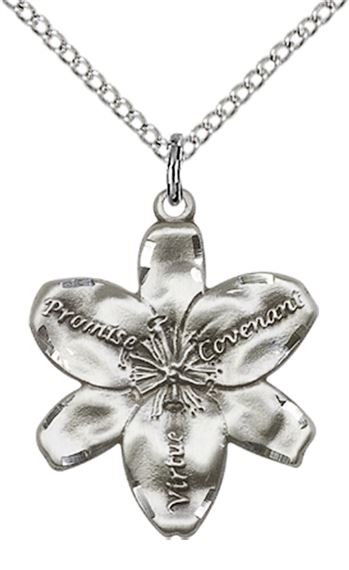STERLING SILVER CHASTITY PENDANT WITH CHAIN - 7/8" x 3/4"