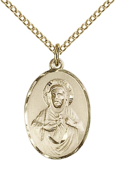 14KT GOLD FILLED SCAPULAR PENDANT WITH CHAIN - 3/4" x 1/2"