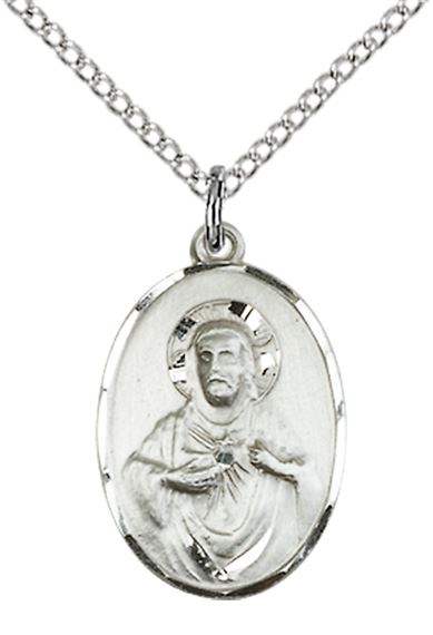 STERLING SILVER SCAPULAR PENDANT WITH CHAIN - 3/4" x 1/2"