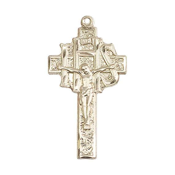 14KT GOLD CRUCIFIX-IHS MEDAL