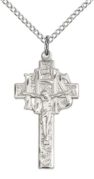STERLING SILVER CRUCIFIX-IHS PENDANT WITH CHAIN