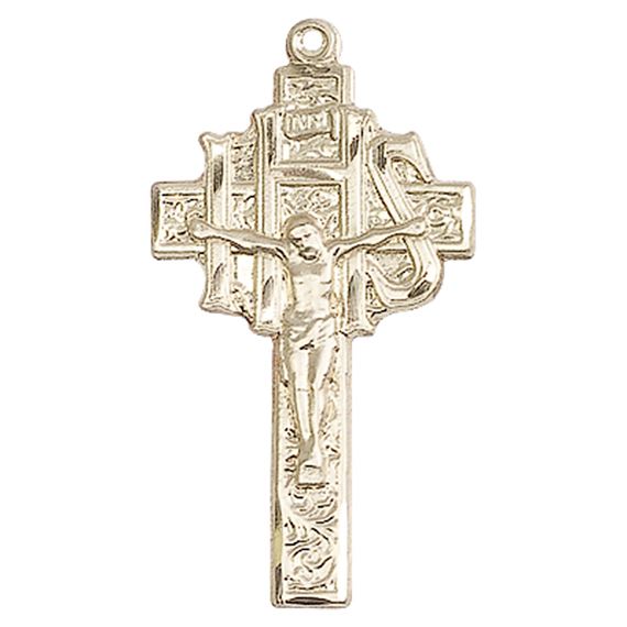 14KT GOLD CRUCIFIX-IHS MEDAL