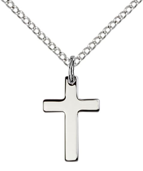 STERLING SILVER CROSS PENDANT WITH CHAIN - 1/2" x 3/8"