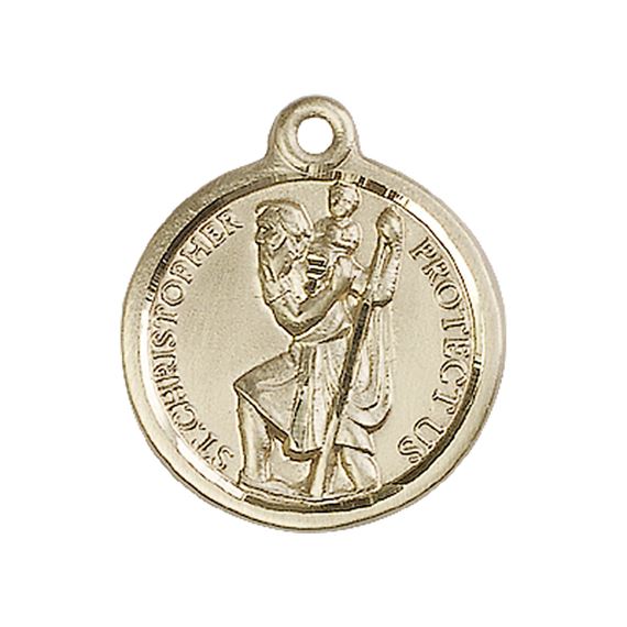 14KT GOLD ST CHRISTOPHER MEDAL - 7/8" x 3/4"