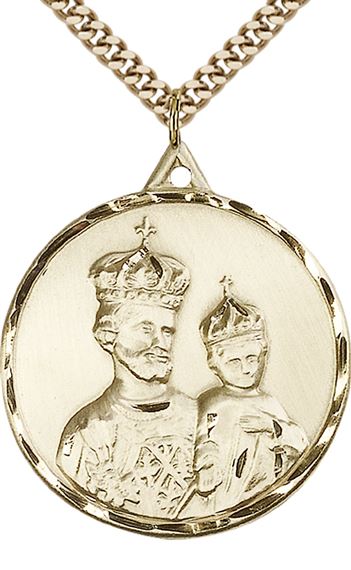 14KT GOLD FILLED ST JOSEPH PENDANT WITH CHAIN - 1 3/8" x 1 1/4"