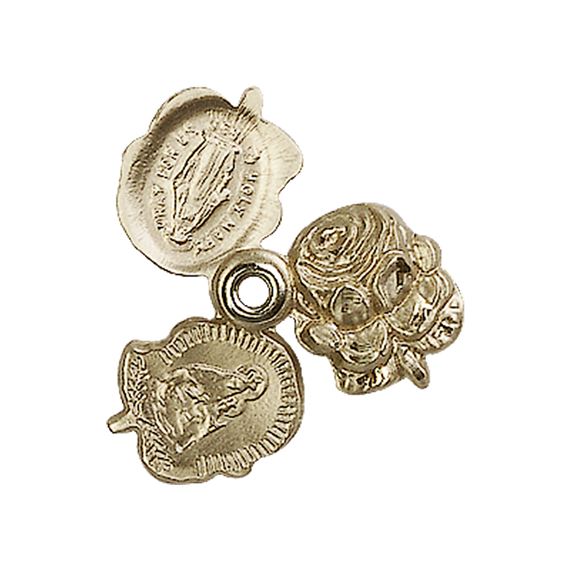 14KT GOLD ROSEBUD MEDAL - 5/8" x 7/8"