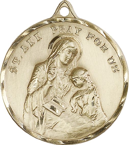 14KT GOLD ST ANN MEDAL - 1 3/8" x 1 1/8"