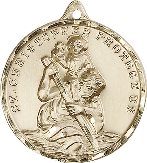14KT GOLD ST CHRISTOPHER MEDAL - 1 3/8" x 1 1/8"