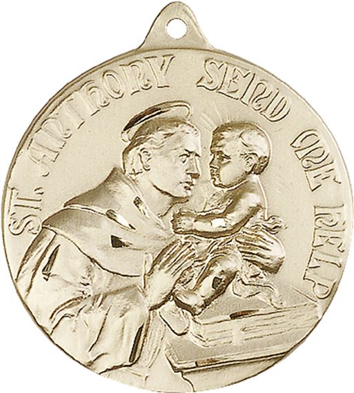14KT GOLD ST ANTHONY MEDAL - 1 3/8" x 1 1/8"