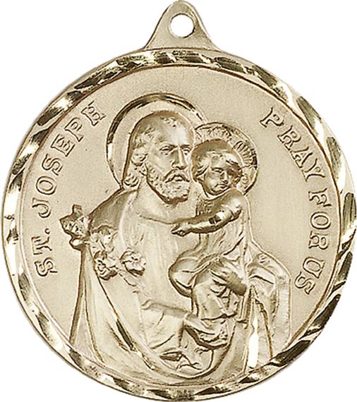 14KT GOLD ST JOSEPH MEDAL - 1 3/8" x 1 1/8"