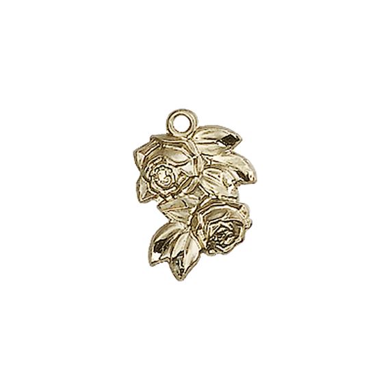 14KT GOLD ROSE MEDAL - 1/2" x 3/8"