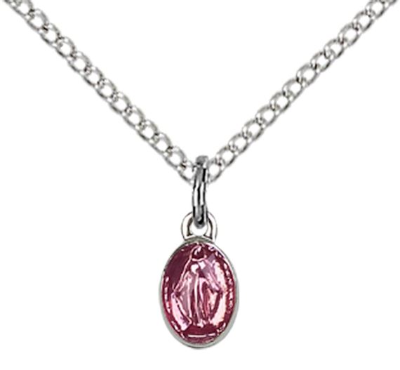 STERLING SILVER MIRACULOUS PENDANT WITH CHAIN - 1/4" x 1/8"
