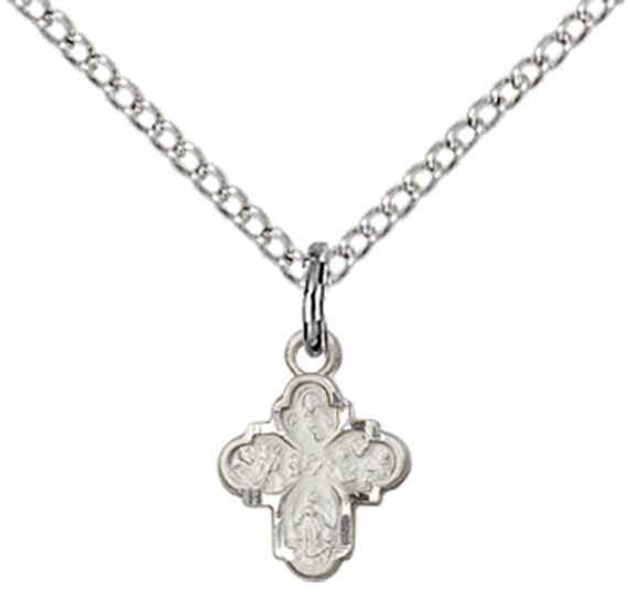 STERLING SILVER 4-WAY PENDANT WITH CHAIN - 3/8" x 1/4"