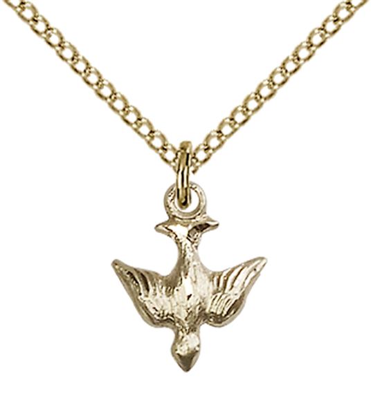 14KT GOLD FILLED HOLY SPIRIT PENDANT WITH CHAIN - 1/2" x 3/8"