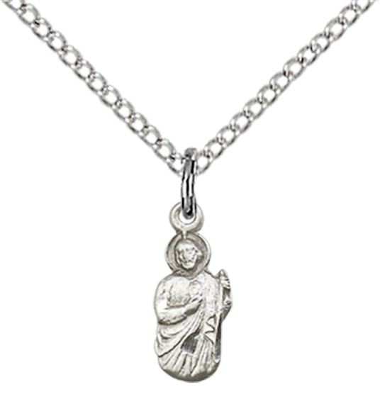 STERLING SILVER ST JUDE PENDANT WITH CHAIN - 3/8" x 1/8"