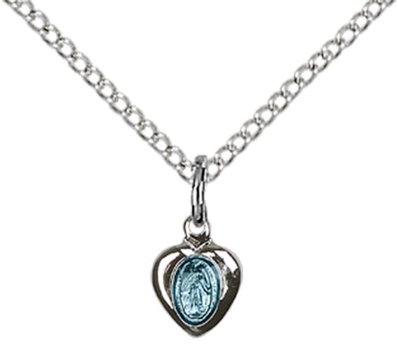 STERLING SILVER MIRACULOUS PENDANT WITH CHAIN - 1/4" x 1/8"
