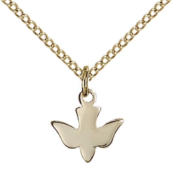 14KT GOLD FILLED HOLY SPIRIT PENDANT WITH CHAIN - 3/8" x 3/8"