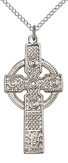 STERLING SILVER KILKLISPEEN CROSS PENDANT WITH CHAIN - 1 3/8" x 5/8"