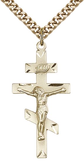 14KT GOLD FILLED ST ANDREW PENDANT WITH CHAIN - 1 3/8" x 5/8"