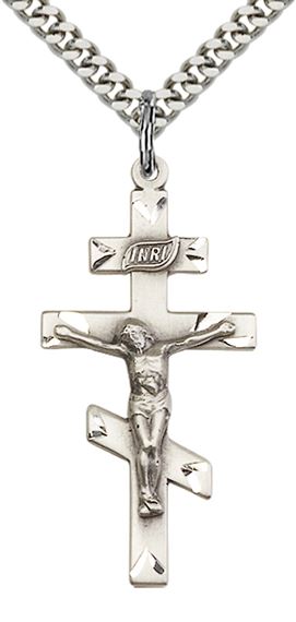 STERLING SILVER ST ANDREW CRUCIFIX WITH CHAIN - 1 3/8" x 5/8"