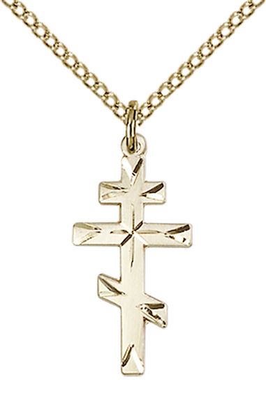 14KT GOLD FILLED ST ANDREW CROSS PENDANT WITH CHAIN - 3/4" x 3/8"