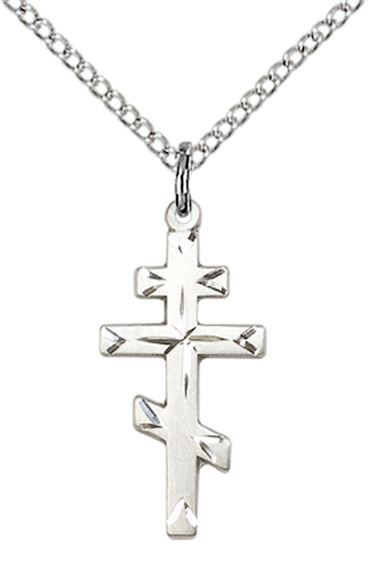 STERLING SILVER ST ANDREW CROSS PENDANT WITH CHAIN - 3/4" x 3/8"