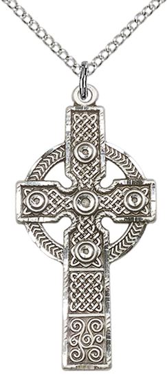 STERLING SILVER KILKLISPEEN CROSS PENDANT WITH CHAIN - 1 3/8" x 5/8"