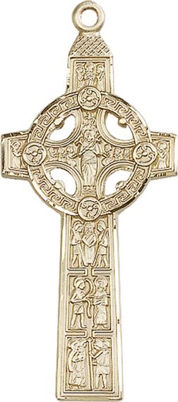 14KT GOLD SCRIPTURES CROSS MEDAL - 1 3/4" x 3/4"