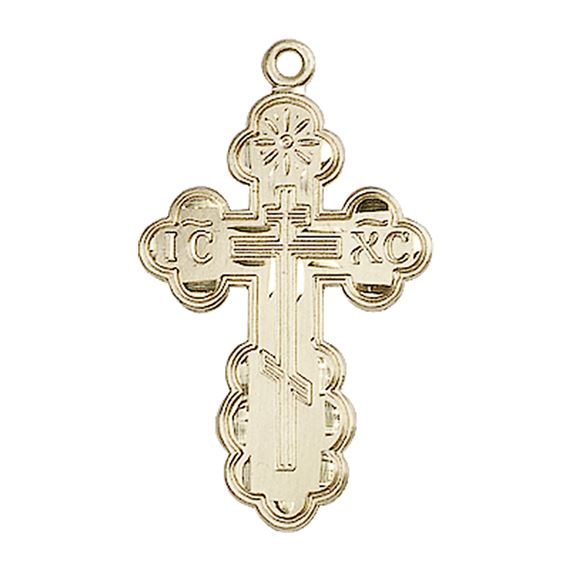 14KT GOLD ST OLGA CROSS MEDAL - 1 1/8" x 5/8"
