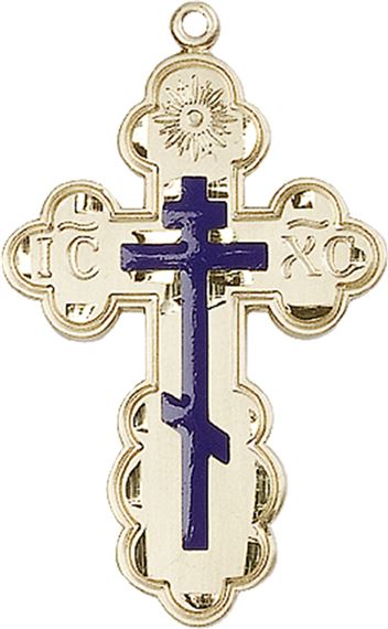 14KT GOLD ST OLGA CROSS MEDAL - 1 3/8" x 7/8"
