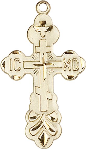 14KT GOLD CROSS MEDAL - 1 3/8" x 3/4"
