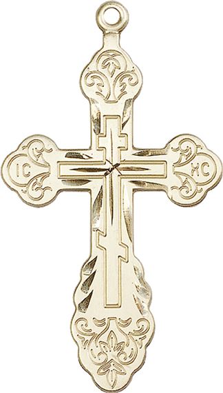 14KT GOLD VLADIMIR CROSS MEDAL - 1 7/8" x 1"