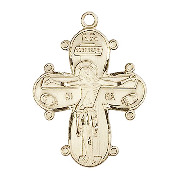 14KT GOLD CHRISTINE CROSS MEDAL - 1 1/8" x 3/4"