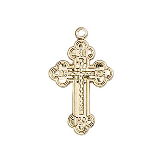 14KT GOLD RUSSIAN CROSS MEDAL - 7/8" x 1/2"