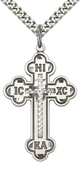STERLING SILVER CROSS PENDANT WITH CHAIN - 1 3/8" x 7/8"