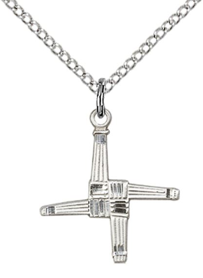 STERLING SILVER ST BRIGID CROSS PENDANT WITH CHAIN - 5/8" x 5/8"